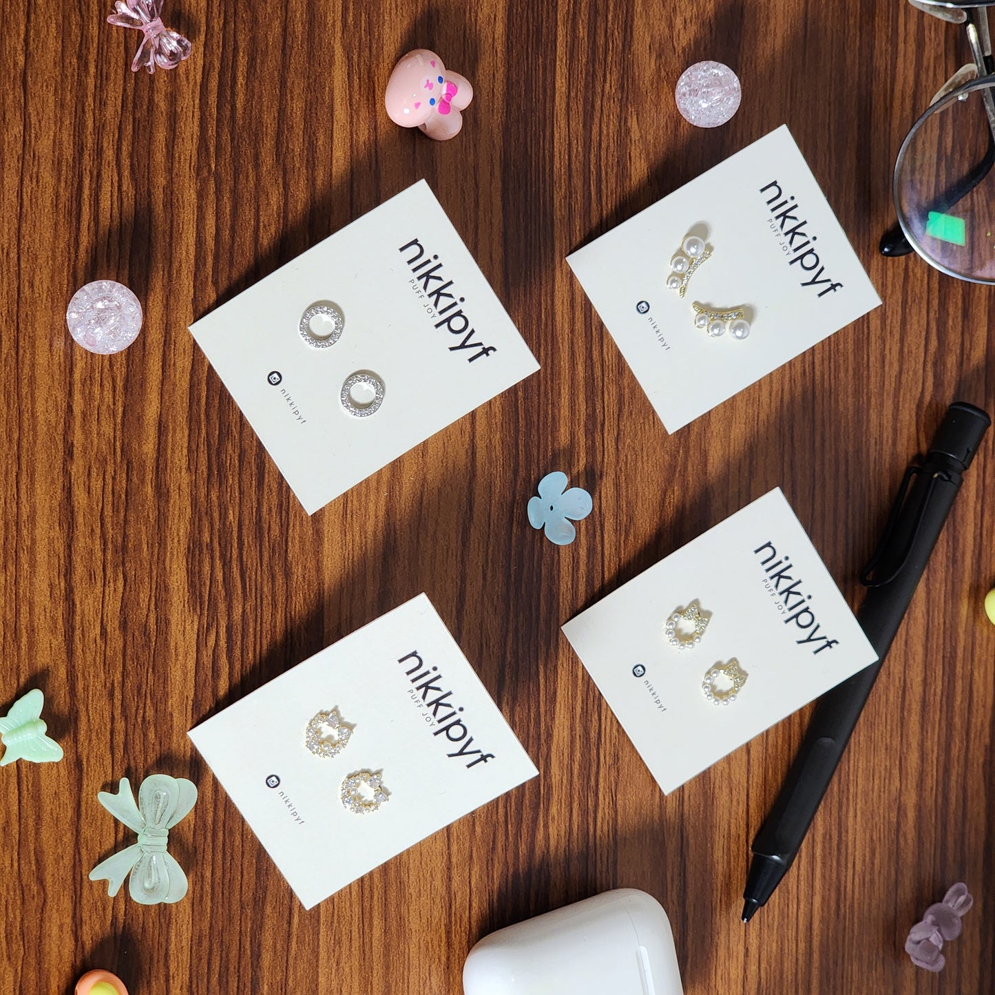 Round Earrings with Crystals